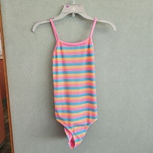 NWT Thereabouts Swimwear 1-piece Pink Stripe Swimsuit Girls Size XL (16)